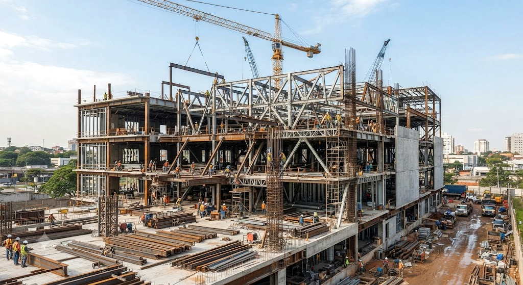 Estructura metálica en construcción